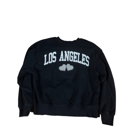Wildfox Tops - Wildfox Los Angeles Rhinestone Heart Black Graphic Sweatshirt Women Small